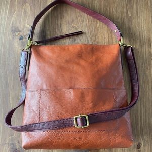 Fossil Orange and Brown Crossbody Bag